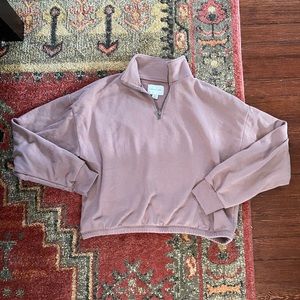 American Eagle Cropped Quarter Zip Sweatshirt